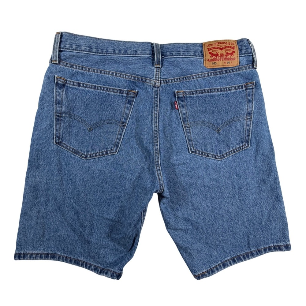 Levis 405 Mens Size 36 Standard Fit Denim Jean Shorts Medium Wash Blue
